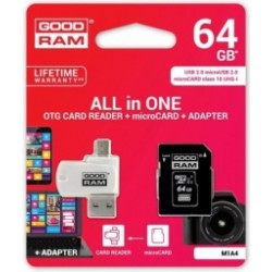 Atmiņas karte Goodram MicroSD 64GB All in one class 10 UHS I + Card reader
