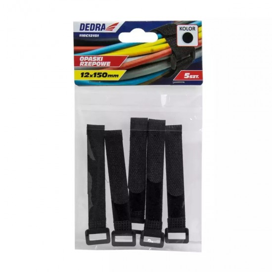 Velcro saites, 12 x 150 mm melnas, 5 gab. Velcro saites, 12 x 150 mm melnas, 5 gab.