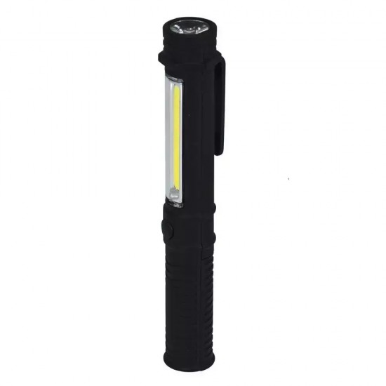 Lampa, 1,5 W LED COB + 1 W LED, pen, 150 lumeni, magnets, ar baterijam Lampa, 1,5 W LED COB + 1 W LED, pen, 150 lumeni, magnets, ar baterijam