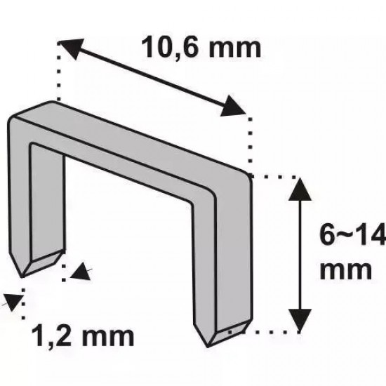 Skavas, 6 mm, 1000 gab., veids D11 (1,2 x 10,6 mm) Skavas, 6 mm, 1000 gab., veids D11 (1,2 x 10,6 mm)