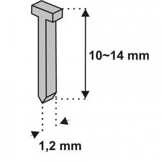 Naglas, 14 mm, 1000 gab., veids D11T (1,2 mm) Naglas, 14 mm, 1000 gab., veids D11T (1,2 mm)