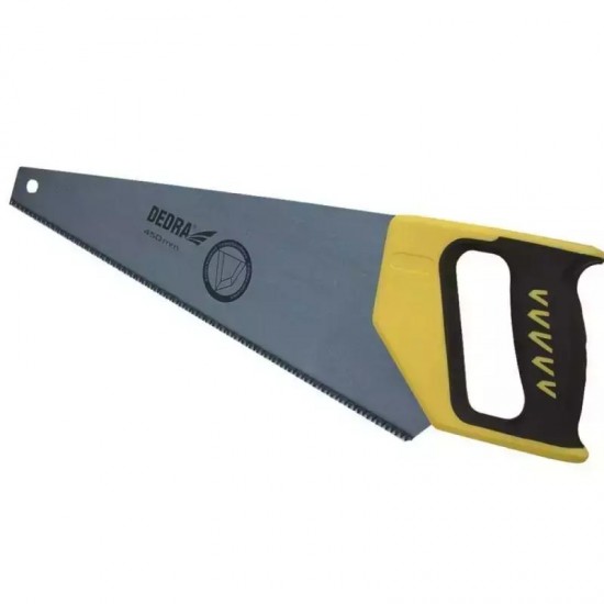 Rokas zagis 450 mm, 3 malu asinajums, 7 zobi colla, rokturis ar gumijas parklajumu, ruditi zobi Rokas zagis 450 mm, 3 malu asinajums, 7 zobi colla, rokturis ar gumijas parklajumu, ruditi zobi