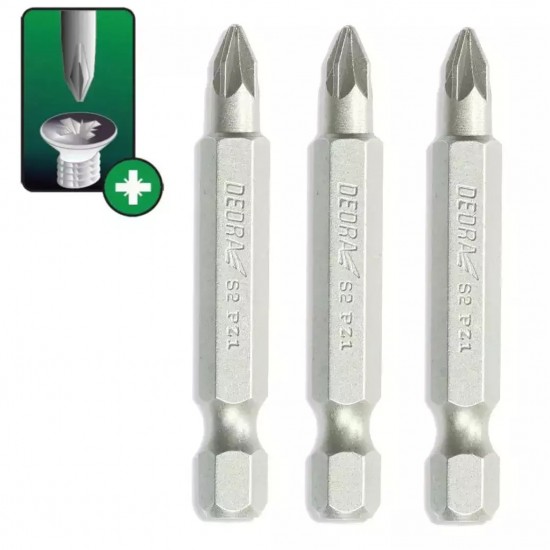 Skruvgriežu uzgali Pozidriv PZ2x50mm, 3gab. blisteris Skruvgriežu uzgali Pozidriv PZ2x50mm, 3gab. blisteris