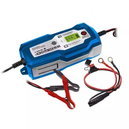 Mikroprocesoru Lādētājs 10A, 6V/12V,3-200Ah,LCD LFP Mikroprocesoru Lādētājs 10A, 6V/12V,3-200Ah,LCD LFP