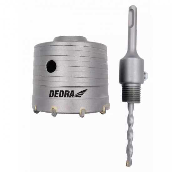 Kronurbis, diam. 80 mm, HM zobi, sešsturains un SDS+ kats, piloturbis; mura, akmens urbšanai Kronurbis, diam. 80 mm, HM zobi, sešsturains un SDS+ kats, piloturbis; mura, akmens urbšanai