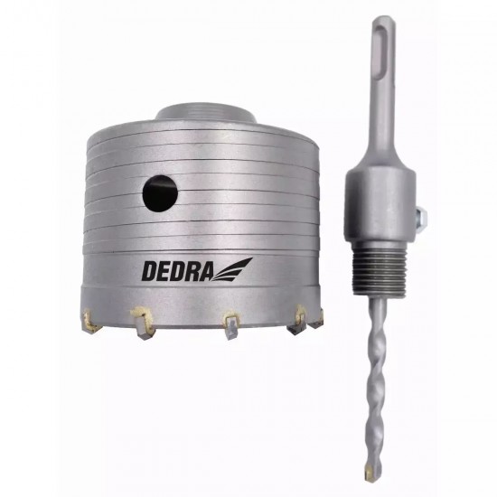 Kronurbis, diam. 100 mm, HM zobi, sešsturains un SDS+ kats, piloturbis; mura, akmens urbšanai Kronurbis, diam. 100 mm, HM zobi, sešsturains un SDS+ kats, piloturbis; mura, akmens urbšanai