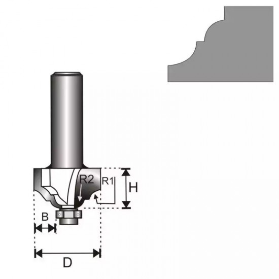 Klasiska freze, kats 8 D 39,3 H 15,9 R1/R2 4,79/6,35 B 13,1mm Klasiska freze, kats 8 D 39,3 H 15,9 R1/R2 4,79/6,35 B 13,1mm