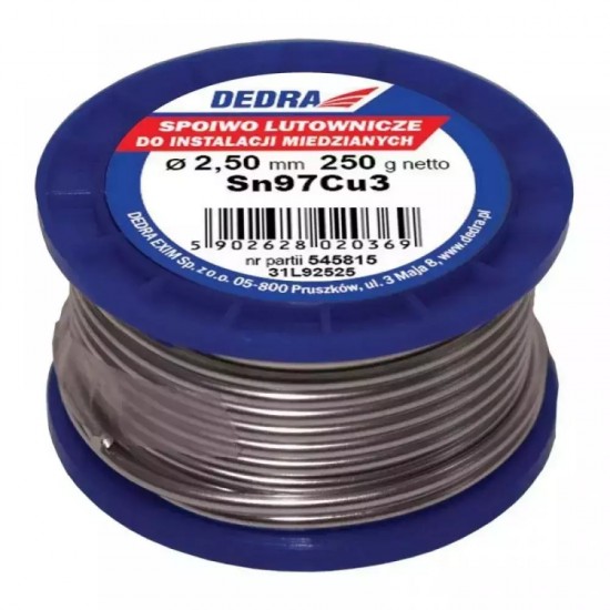 Lodalva, 97 % SN, Sn97Cu3, 2,5 MM, 250 g Lodalva, 97 % SN, Sn97Cu3, 2,5 MM, 250 g